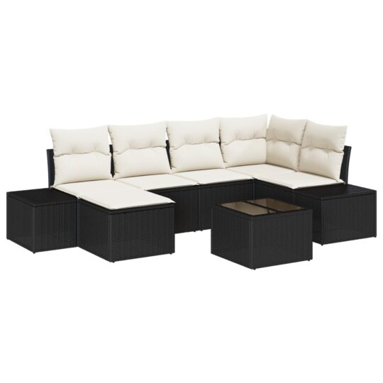 3347137 2 Set de canapele pentru grădină 7 pcs negru și crem Rattan poli 3347137 2
