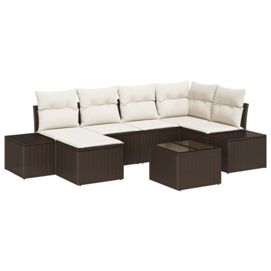 3347138 2 Set de canapele pentru grădină 7 pcs maro și crem Rattan poli 3347138 2