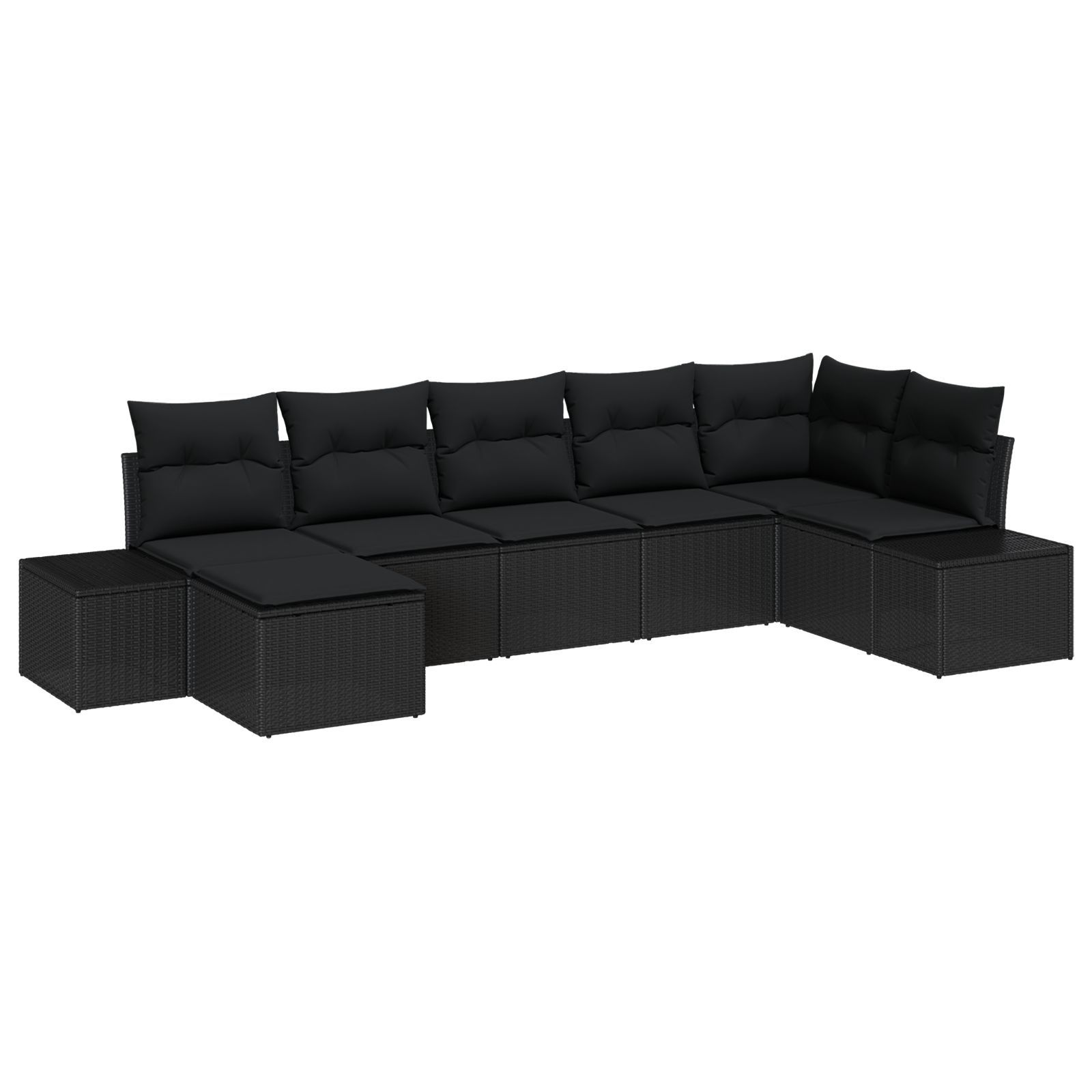 3347153 2 Set de canapele pentru grădină cu pernă 7 pcs Negru Rattan poli Set de canapele pentru grădină cu pernă 7 pcs Negru Rattan poli - imagine 2