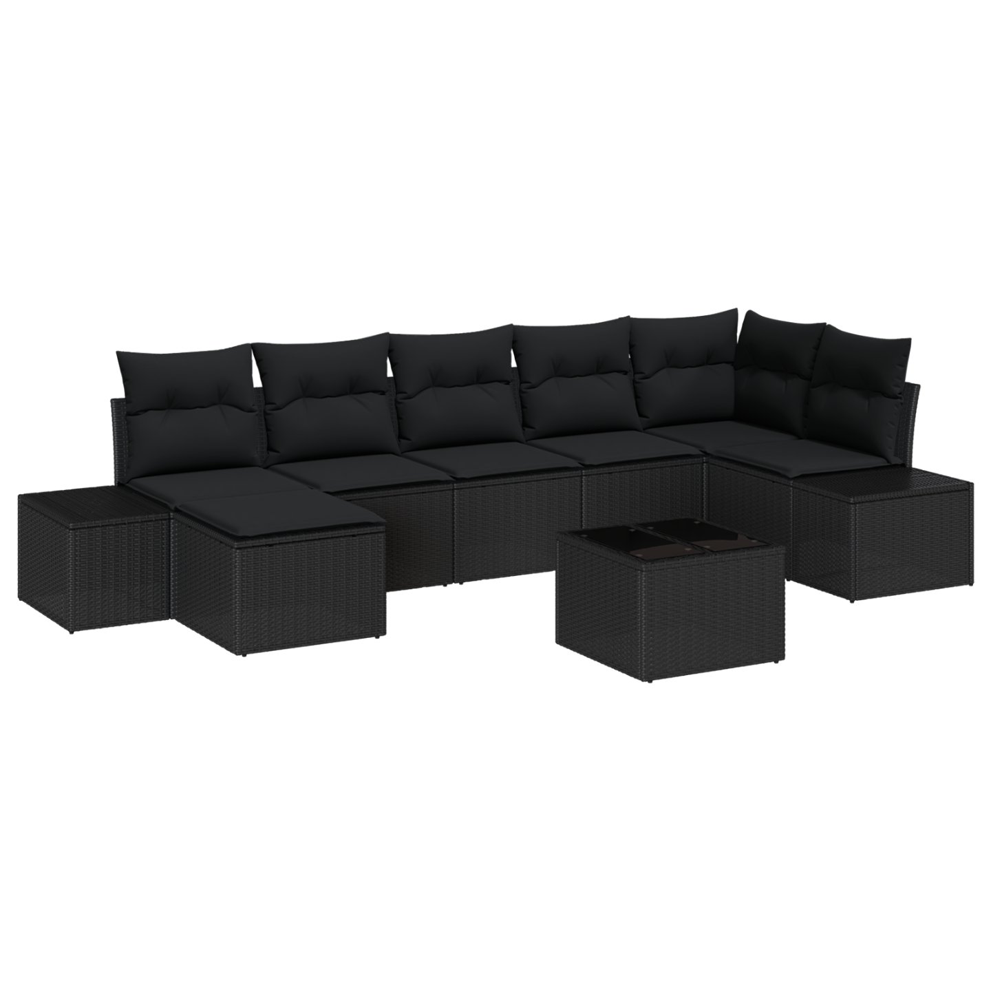 3347163 2 Set de canapele pentru grădină cu pernă 8 pcs Negru Rattan poli Set de canapele pentru grădină cu pernă 8 pcs Negru Rattan poli - imagine 2