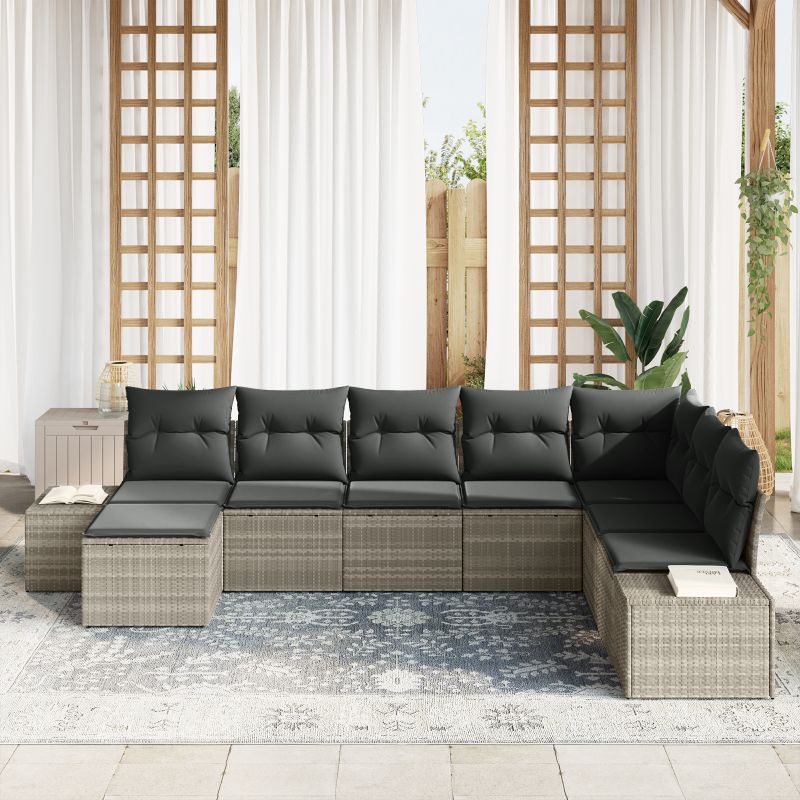 3347182 3 Set de canapele pentru grădină cu pernă 8 pcs 319 x 209 x 85 cm Set de canapele pentru grădină cu pernă 8 pcs 319 x 209 x 85 cm - imagine 3