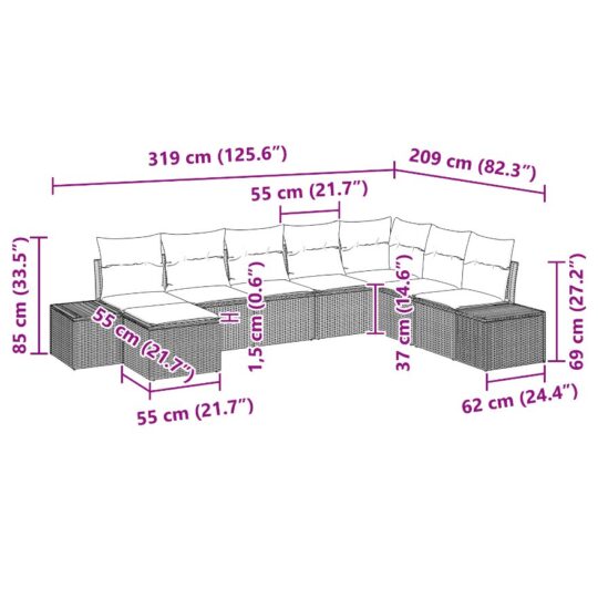3347183 9 Set de canapele pentru grădină cu pernă 8 pcs 319 x 209 x 85 cm 3347183 9