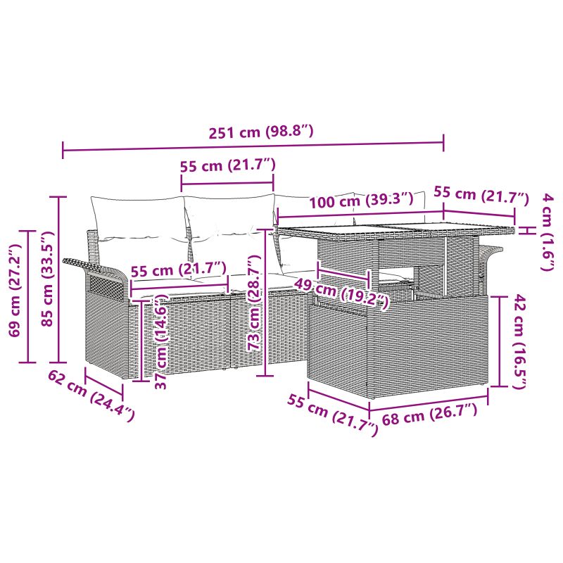 3348185 10 Set de canapele pentru grădină cu pernă 5 pcs Gri Rattan poli Set de canapele pentru grădină cu pernă 5 pcs Gri Rattan poli - imagine 10