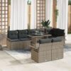 3348305 1 Set de canapele pentru grădină cu pernă 9 pcs Gri Rattan poli 3348305 1
