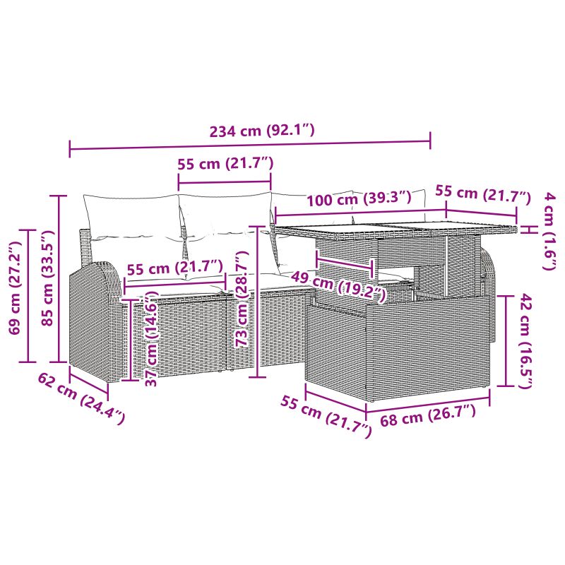 3348545 10 Set de canapele pentru grădină cu pernă 5 pcs Gri Rattan poli Set de canapele pentru grădină cu pernă 5 pcs Gri Rattan poli - imagine 10