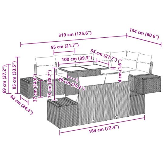 3349209 11 Set de canapele pentru grădină 9 pcs Negru 100 x 55 x 73 cm 3349209 11