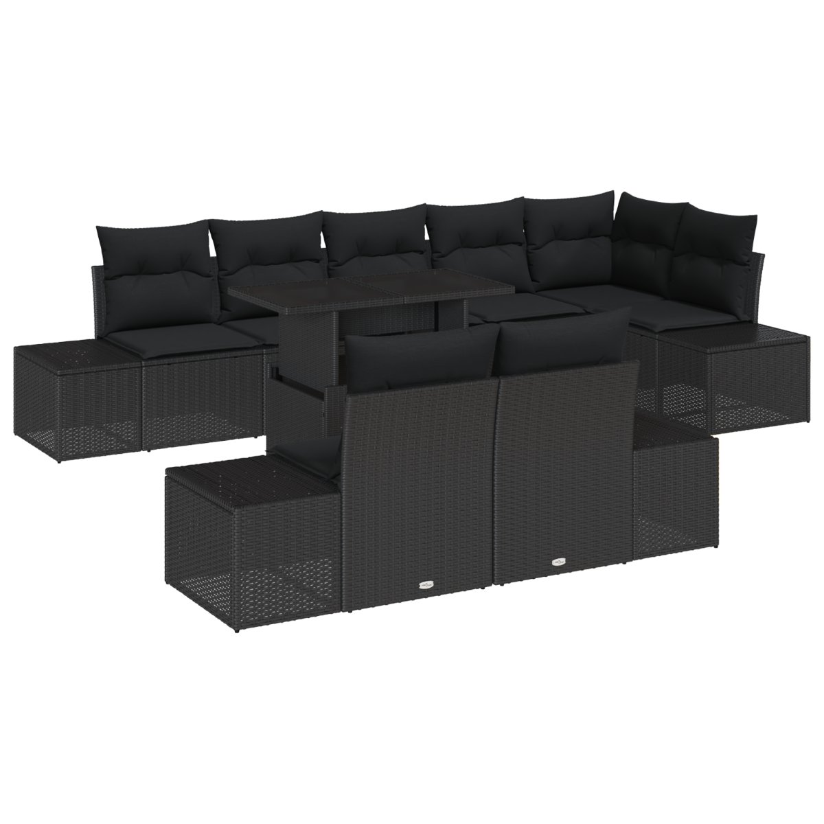 3349209 2 Set de canapele pentru grădină 9 pcs Negru 100 x 55 x 73 cm Set de canapele pentru grădină 9 pcs Negru 100 x 55 x 73 cm - imagine 2