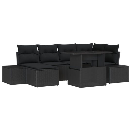 3349219 2 Set de canapele pentru grădină cu pernă 7 pcs Negru 3349219 2