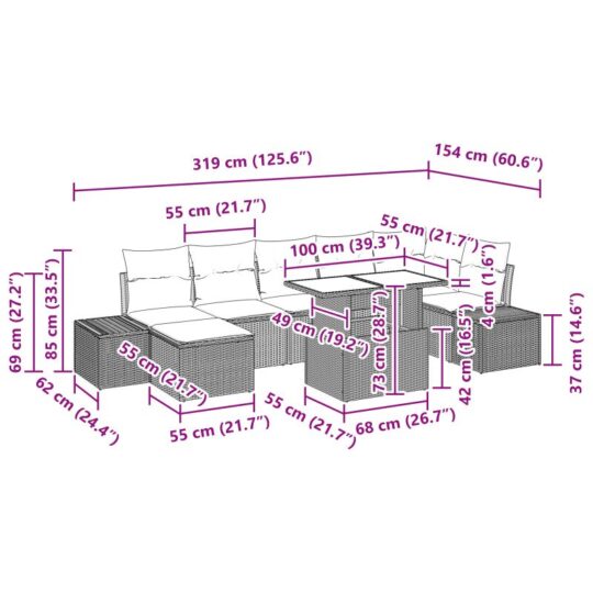 3349226 12 Set de canapele pentru grădină 8 pcs bej și gri deschis 3349226 12
