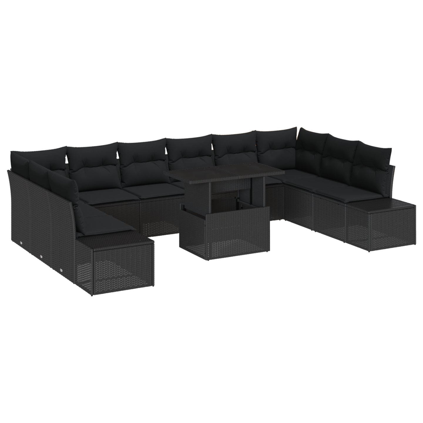 3349259 2 Set de canapele pentru grădină 11 pcs Negru 100 x 55 x 73 cm Set de canapele pentru grădină 11 pcs Negru 100 x 55 x 73 cm - imagine 2