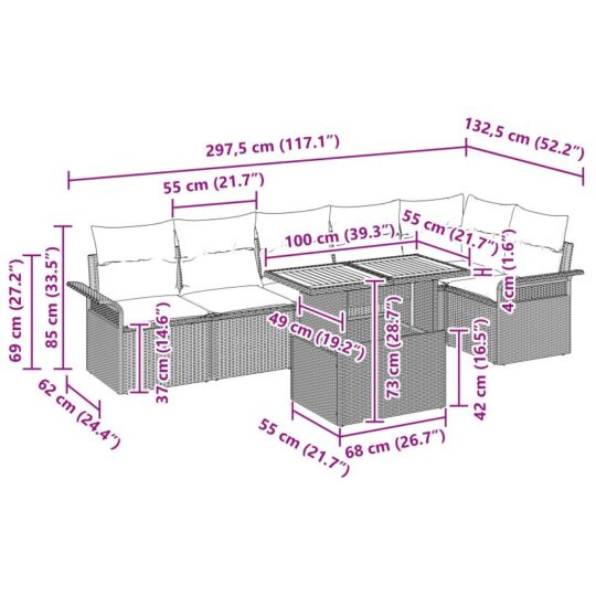 3349341 11 Set de canapele pentru grădină 7 pcs Gri 100 x 55 x 73 cm 3349341 11