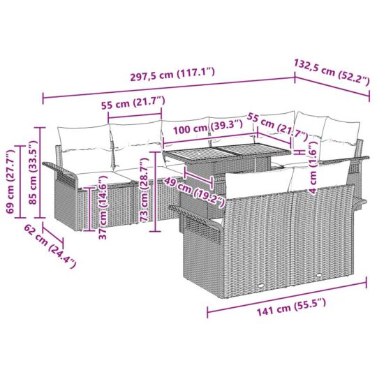 3349348 11 Set de canapele pentru grădină 9 pcs Gri 100 x 55 x 73 cm 3349348 11