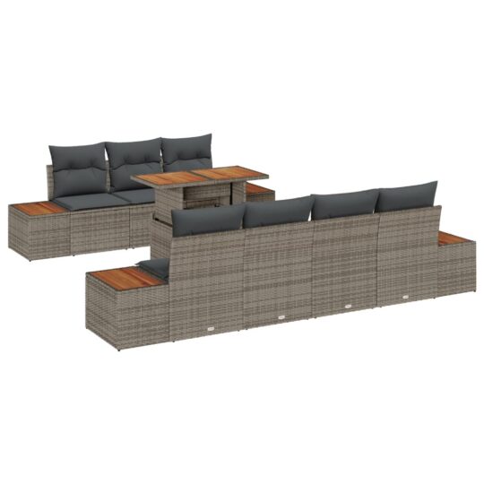 Alternative view of Set de canapele pentru grădină cu pernă 8 pcs Gri Rattan poli
