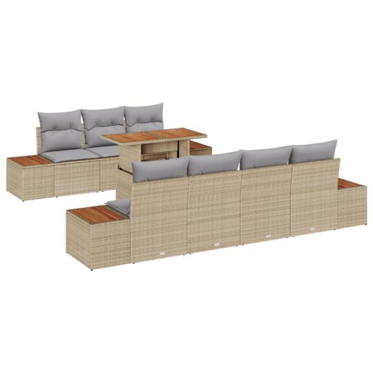 Alternative view of Set de canapele pentru grădină cu pernă 8 pcs Bej Rattan poli