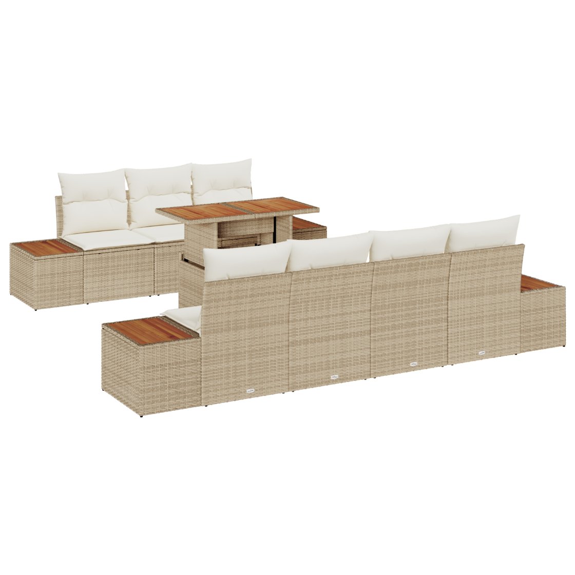 3350043 2 Set de canapele pentru grădină cu pernă 8 pcs Bej Rattan poli Set de canapele pentru grădină cu pernă 8 pcs Bej Rattan poli - imagine 2