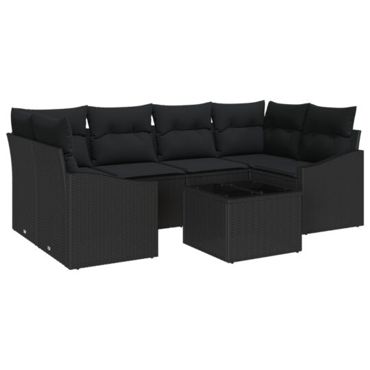 3355292 2 Set de canapele pentru grădină 7 pcs Negru 55 x 55 x 37 cm 3355292 2