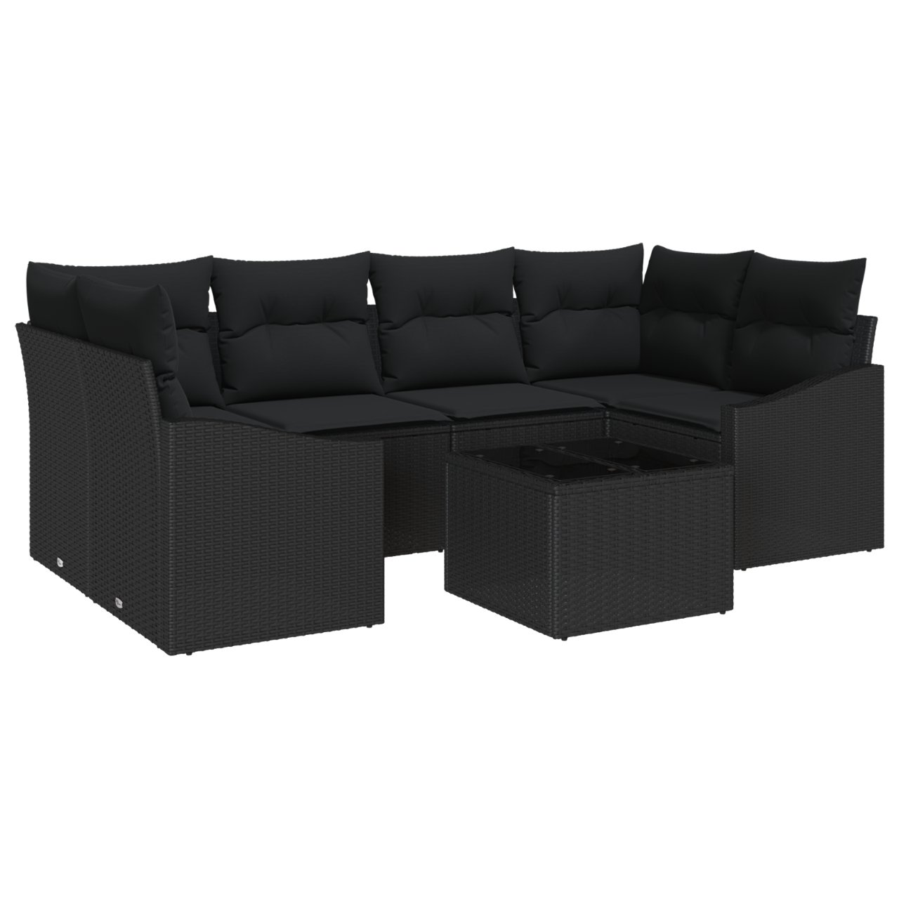 3355292 2 Set de canapele pentru grădină 7 pcs Negru 55 x 55 x 37 cm Set de canapele pentru grădină 7 pcs Negru 55 x 55 x 37 cm - imagine 2