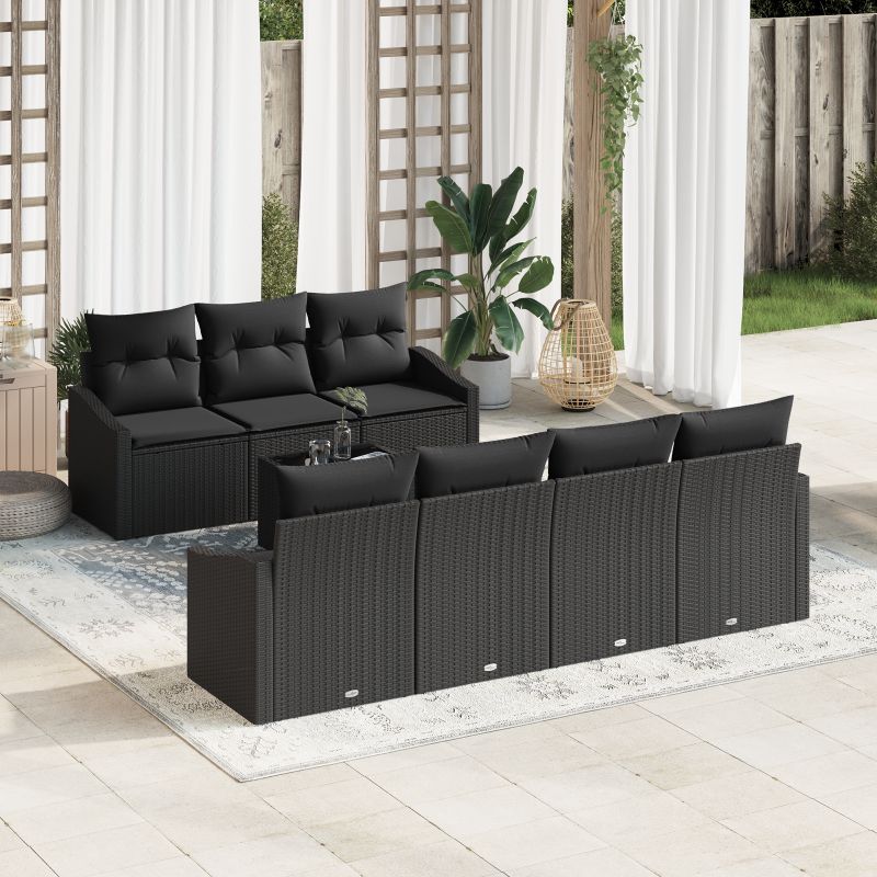 3355302 1 Set de canapele pentru grădină 8 pcs Negru 55 x 55 x 37 cm Set de canapele pentru grădină 8 pcs Negru 55 x 55 x 37 cm