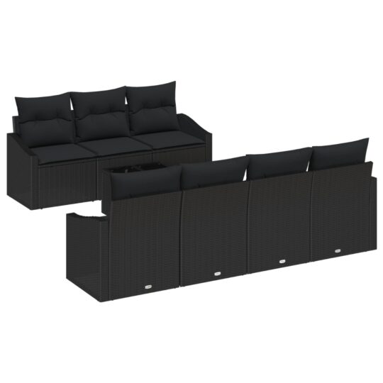 3355302 2 Set de canapele pentru grădină 8 pcs Negru 55 x 55 x 37 cm 3355302 2