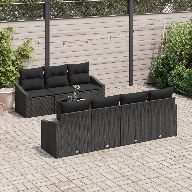 3355302 3 Set de canapele pentru grădină 8 pcs Negru 55 x 55 x 37 cm Set de canapele pentru grădină 8 pcs Negru 55 x 55 x 37 cm - imagine 3
