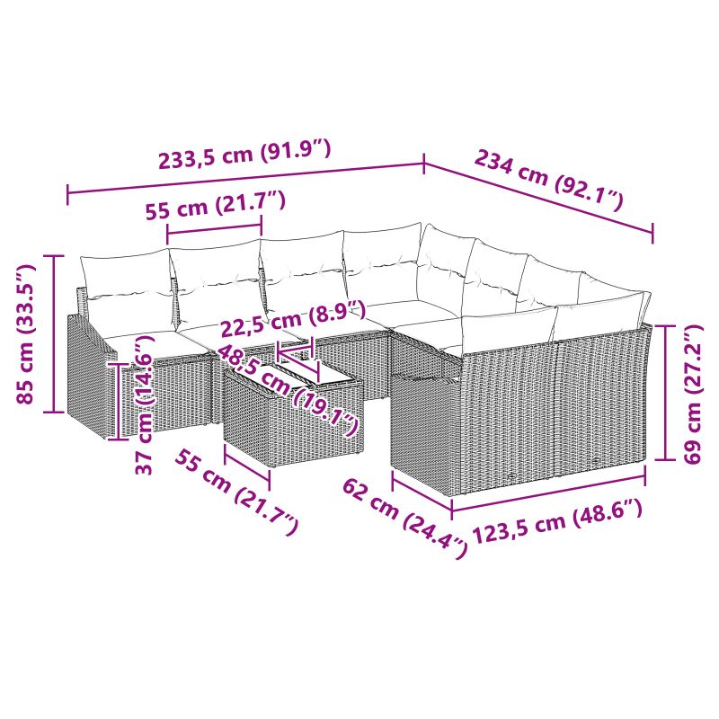 3355332 13 Set de canapele pentru grădină 9 pcs Negru 55 x 55 x 37 cm Set de canapele pentru grădină 9 pcs Negru 55 x 55 x 37 cm - imagine 13