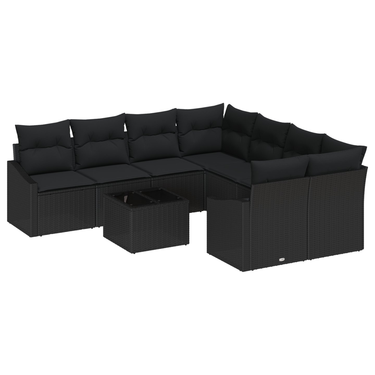 3355332 2 Set de canapele pentru grădină 9 pcs Negru 55 x 55 x 37 cm Set de canapele pentru grădină 9 pcs Negru 55 x 55 x 37 cm - imagine 2