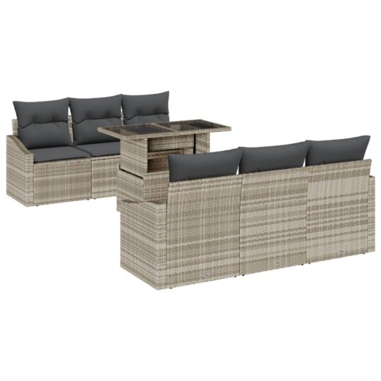 3357665 2 Set de canapele pentru grădină 7 pcs Gri deschis Rattan poli 3357665 2