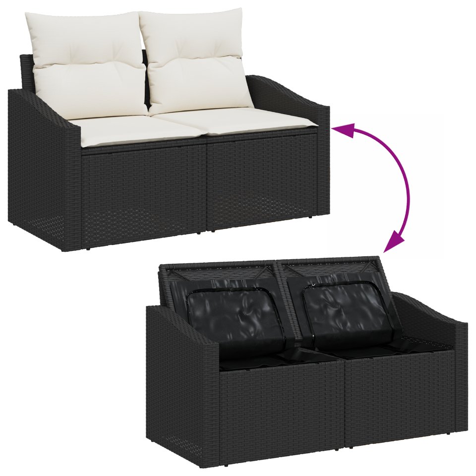 3357680 10 Set de canapele pentru grădină 8 pcs Negru Rattan poli Set de canapele pentru grădină 8 pcs Negru Rattan poli - imagine 10