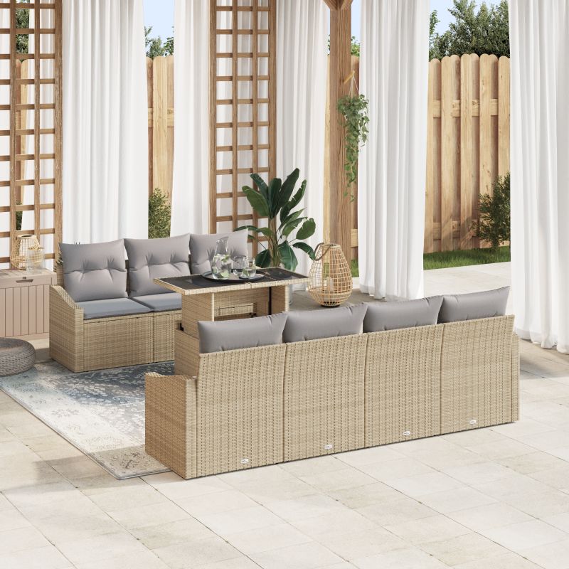 3357683 1 Set de canapele pentru grădină 8 pcs Bej Rattan poli Set de canapele pentru grădină 8 pcs Bej Rattan poli
