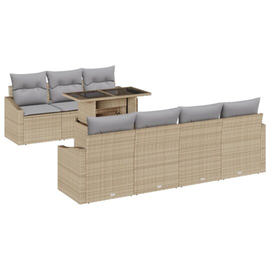 3357683 2 Set de canapele pentru grădină 8 pcs Bej Rattan poli 3357683 2