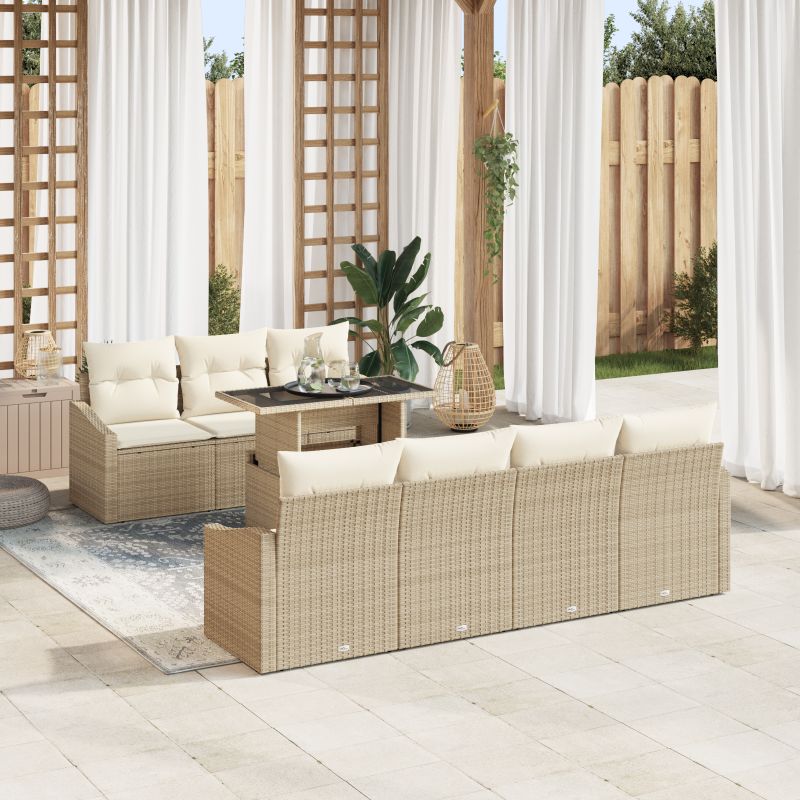 3357684 1 Set de canapele pentru grădină 8 pcs Bej Rattan poli Set de canapele pentru grădină 8 pcs Bej Rattan poli