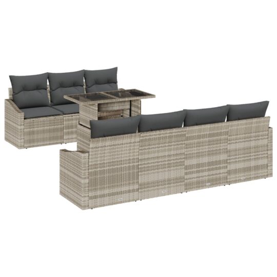 3357685 2 Set de canapele pentru grădină 8 pcs Gri deschis Rattan poli 3357685 2