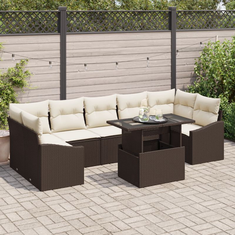 3357691 1 Set de canapele pentru grădină 8 pcs Maro Rattan poli Set de canapele pentru grădină 8 pcs Maro Rattan poli