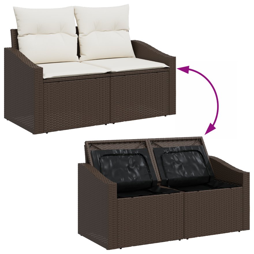 3357691 11 Set de canapele pentru grădină 8 pcs Maro Rattan poli Set de canapele pentru grădină 8 pcs Maro Rattan poli - imagine 11