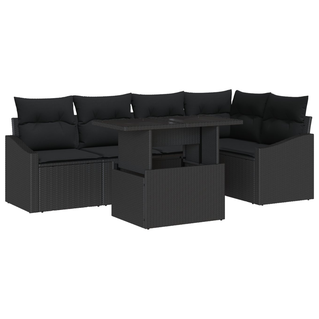 3357746 2 Set de canapele pentru grădină 6 pcs Negru 100 x 55 x 73 cm Set de canapele pentru grădină 6 pcs Negru 100 x 55 x 73 cm - imagine 2