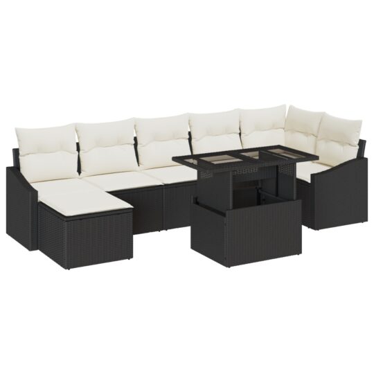 Alternative view of Set de canapele pentru grădină cu pernă 8 pcs Negru și Crem