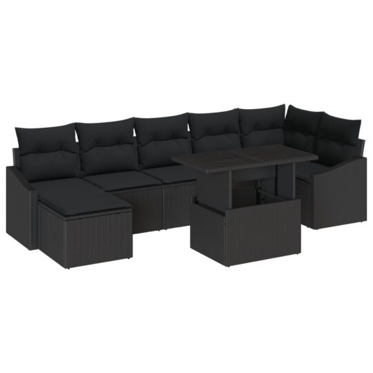 3357786 2 Set de canapele pentru grădină cu pernă 8 pcs Negru 3357786 2