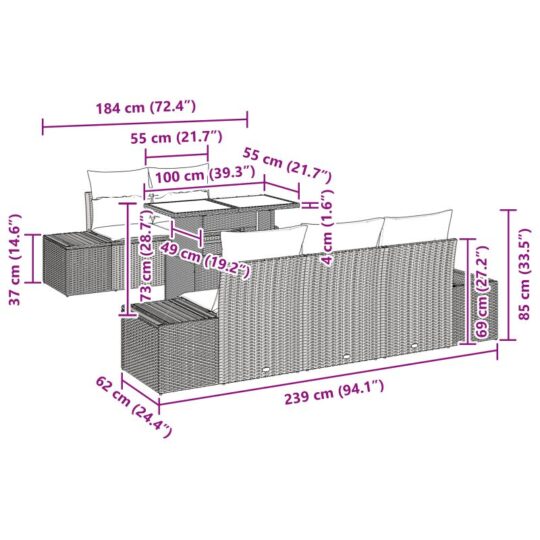 3357832 13 Set de canapele pentru grădină 6 pcs Gri 100 x 55 x 73 cm 3357832 13