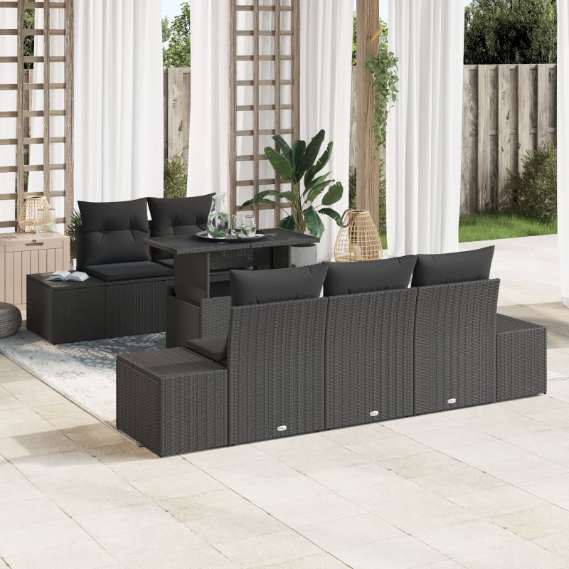 3357836 1 Set de canapele pentru grădină 6 pcs Negru 100 x 55 x 73 cm Set de canapele pentru grădină 6 pcs Negru 100 x 55 x 73 cm