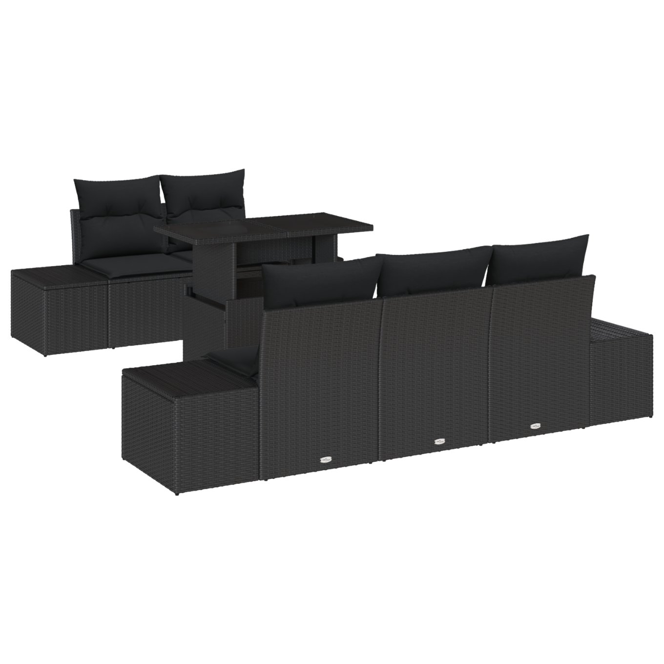 3357836 2 Set de canapele pentru grădină 6 pcs Negru 100 x 55 x 73 cm Set de canapele pentru grădină 6 pcs Negru 100 x 55 x 73 cm - imagine 2