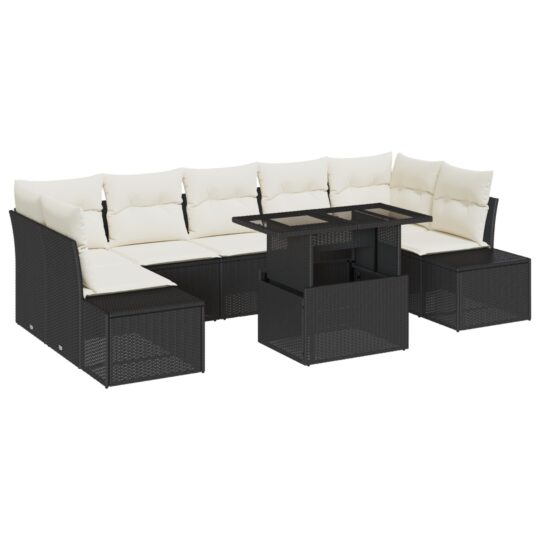 Alternative view of Set de canapele pentru grădină cu pernă 8 pcs Negru și Crem