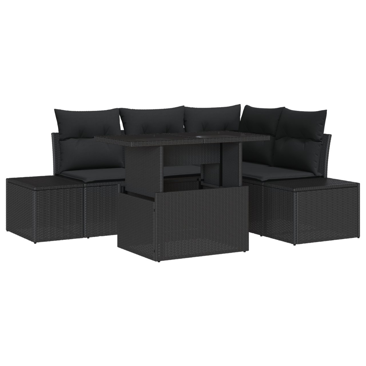 3357916 2 Set de canapele pentru grădină 5 pcs Negru Rattan poli Set de canapele pentru grădină 5 pcs Negru Rattan poli - imagine 2