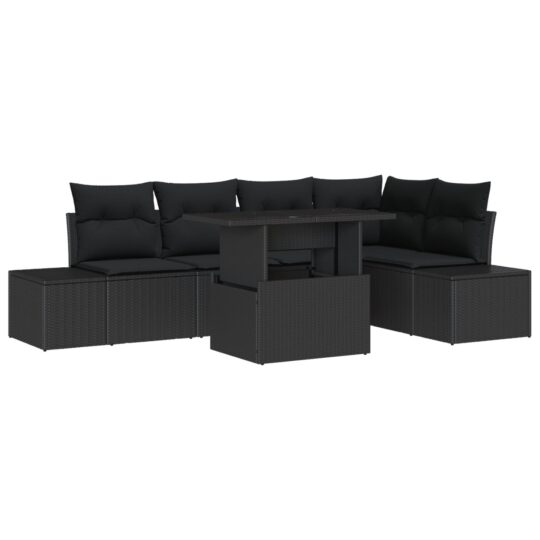 Alternative view of Set de canapele pentru grădină 6 pcs Negru Rattan poli