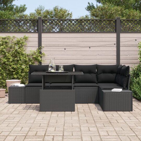 3357926 3 Set de canapele pentru grădină 6 pcs Negru Rattan poli 3357926 3