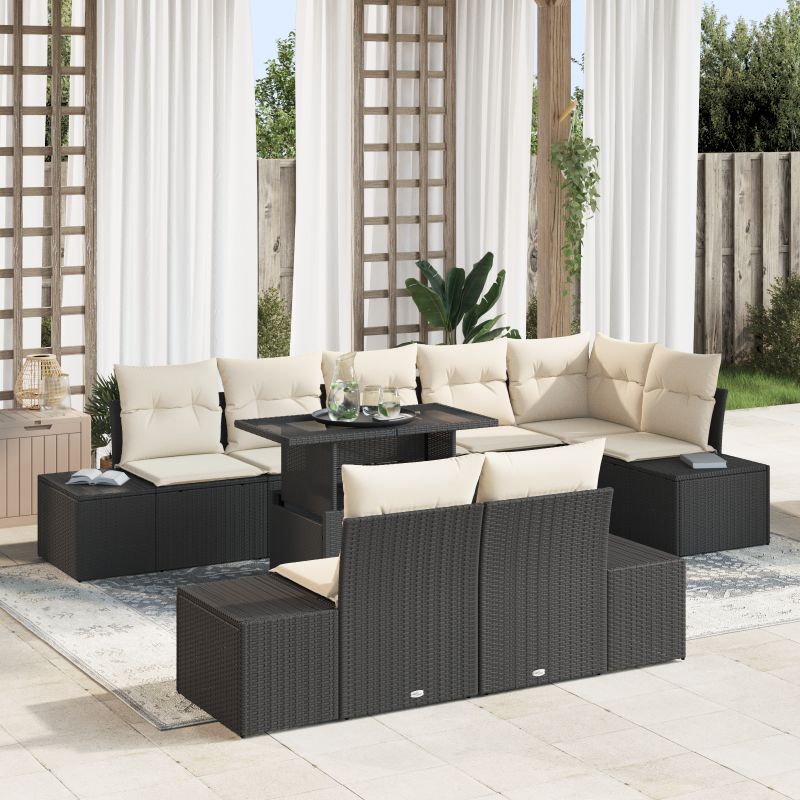 3357940 1 Set de canapele pentru grădină 9 pcs Negru Rattan poli Set de canapele pentru grădină 9 pcs Negru Rattan poli