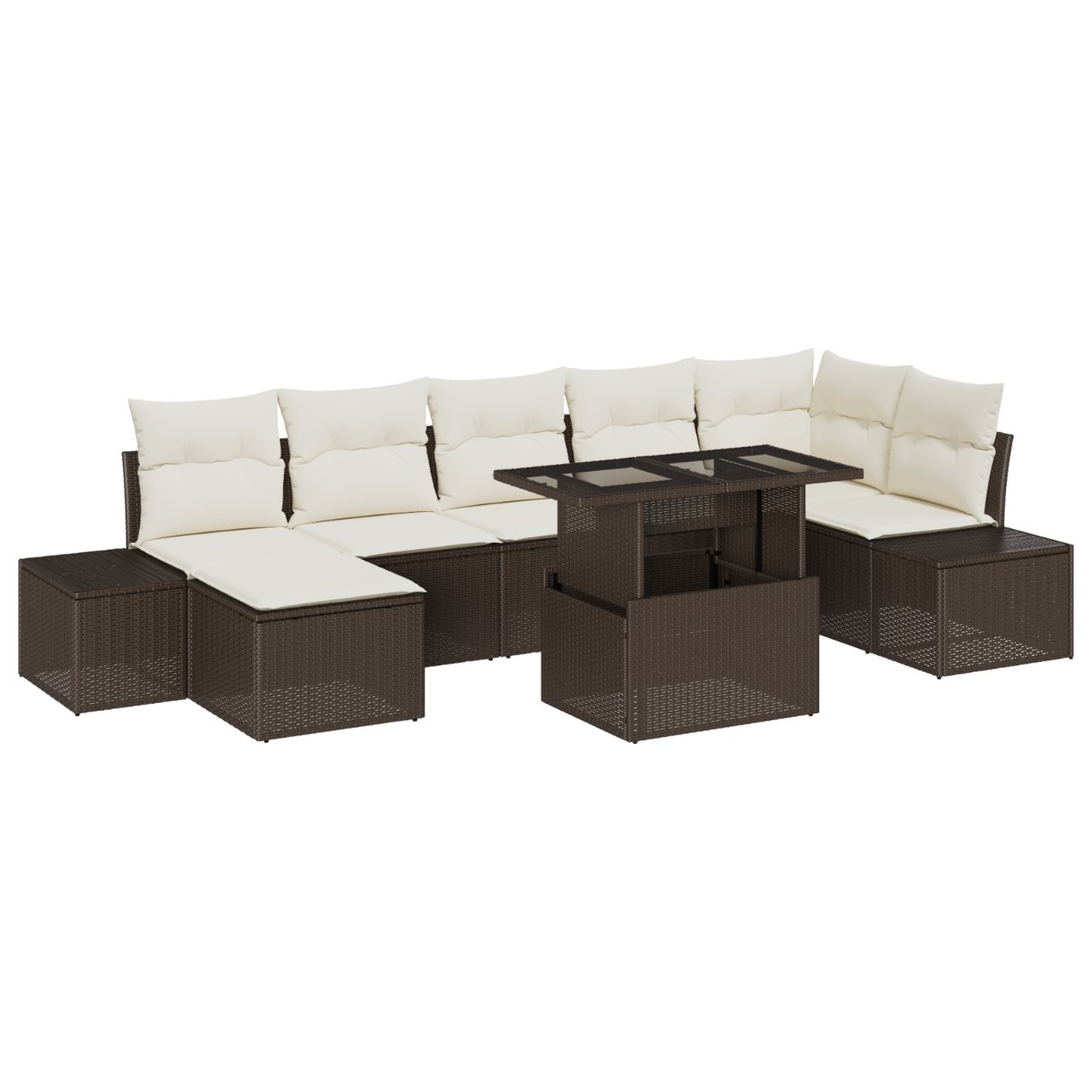 3357961 2 Set de canapele pentru grădină 8 pcs Maro Rattan poli Set de canapele pentru grădină 8 pcs Maro Rattan poli - imagine 2