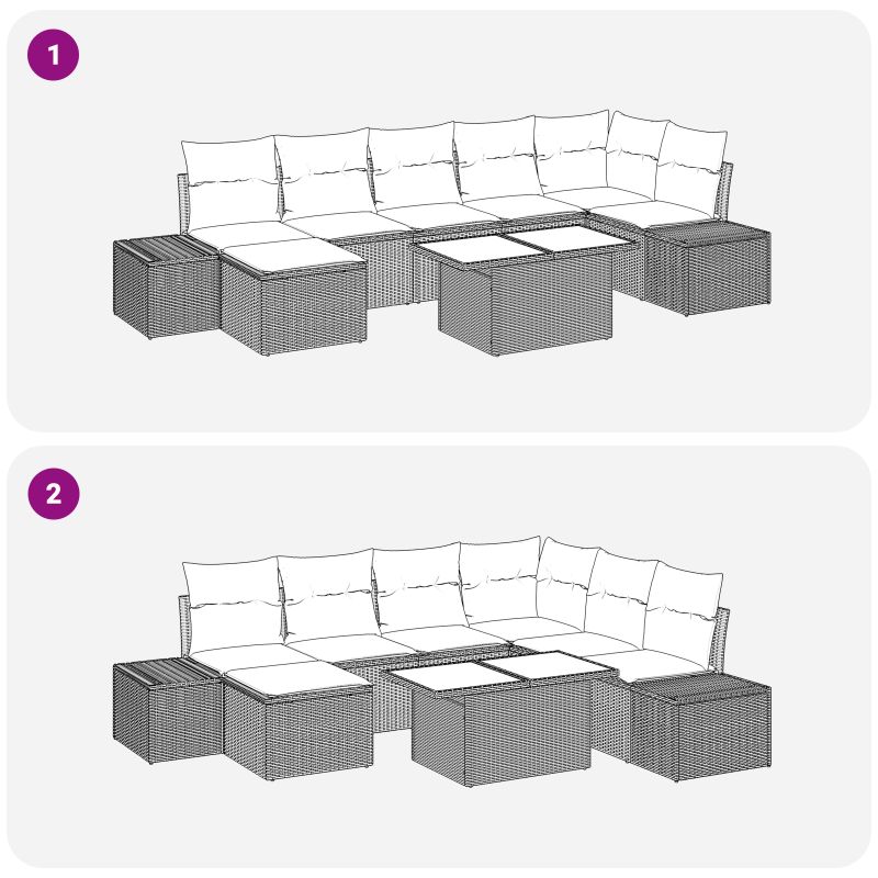 3357961 9 Set de canapele pentru grădină 8 pcs Maro Rattan poli Set de canapele pentru grădină 8 pcs Maro Rattan poli - imagine 9