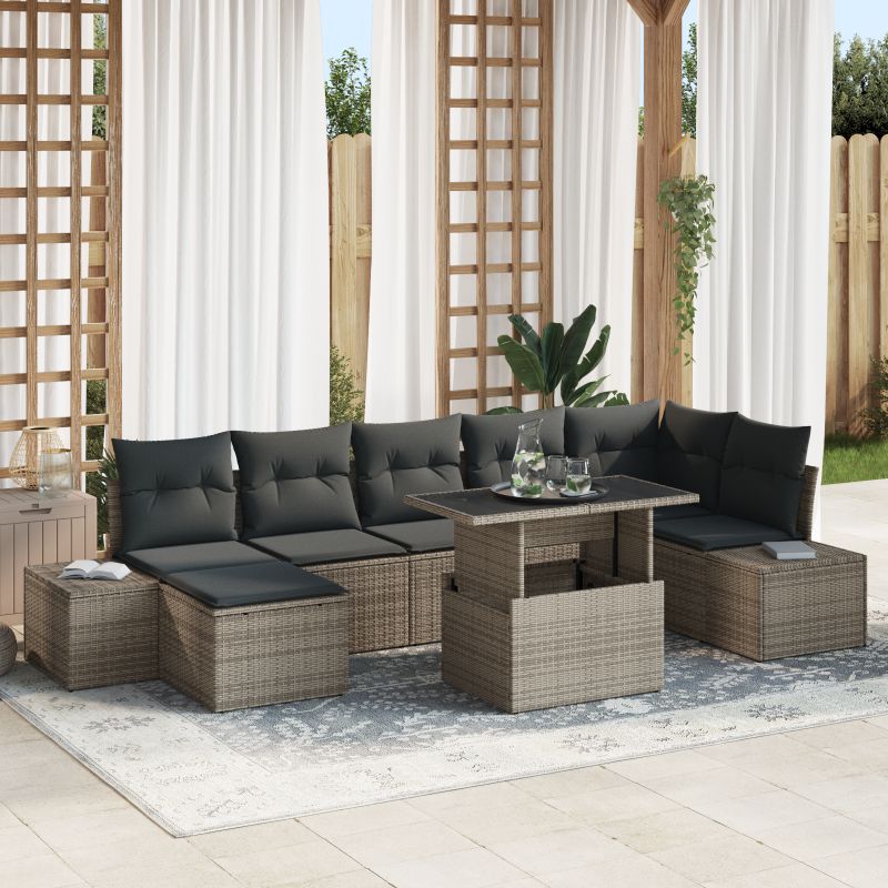 3357962 1 Set de canapele pentru grădină 8 pcs Gri Rattan poli Set de canapele pentru grădină 8 pcs Gri Rattan poli