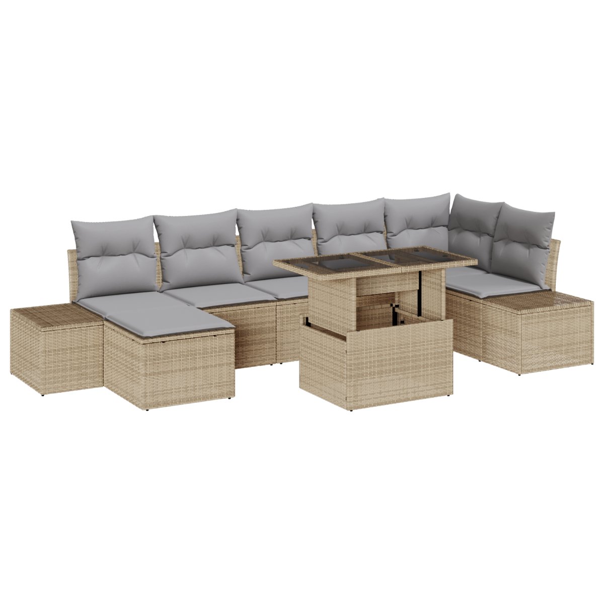 3357963 2 Set de canapele pentru grădină 8 pcs Bej Rattan poli Set de canapele pentru grădină 8 pcs Bej Rattan poli - imagine 2
