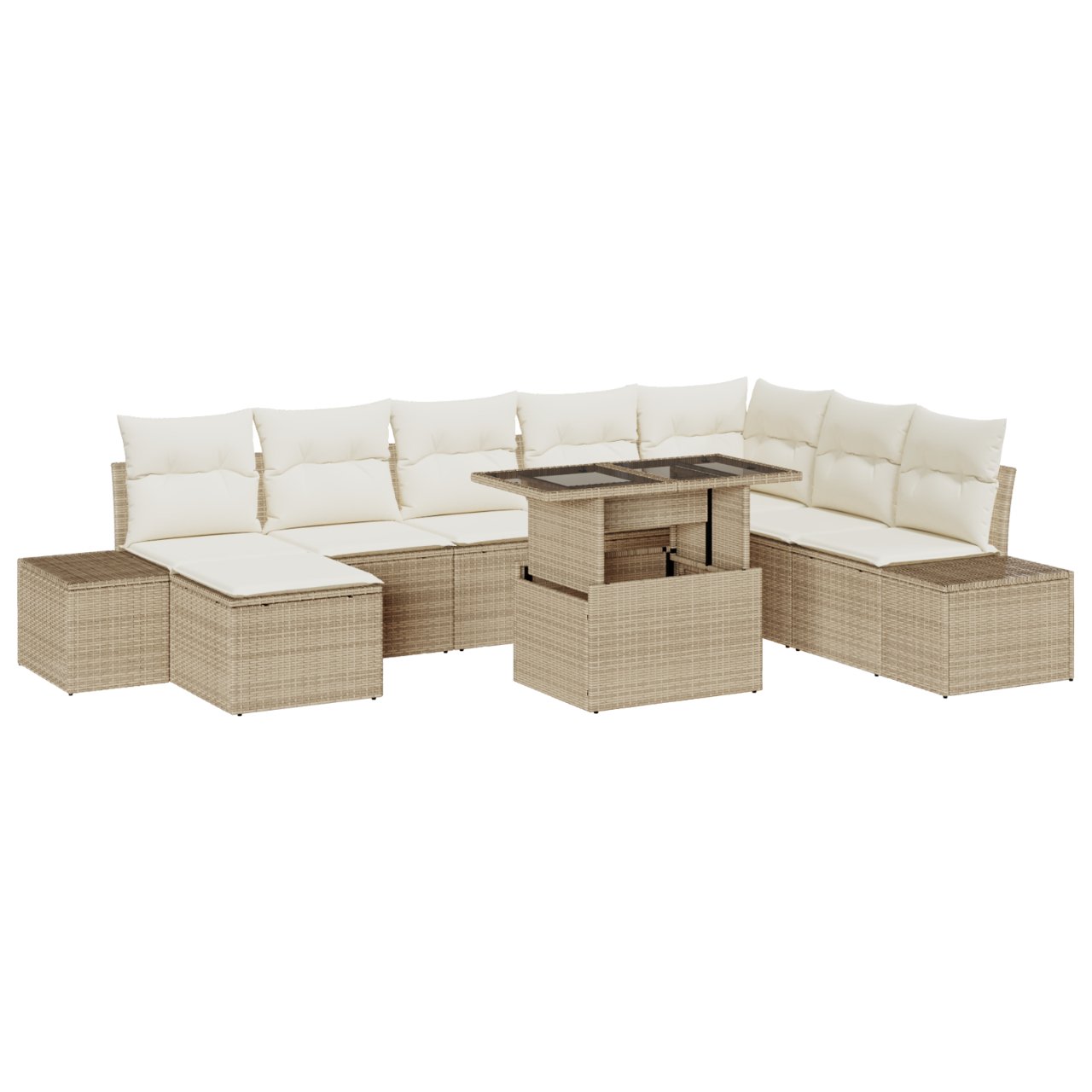 3357974 2 Set de canapele pentru grădină 9 pcs Bej Rattan poli Set de canapele pentru grădină 9 pcs Bej Rattan poli - imagine 2